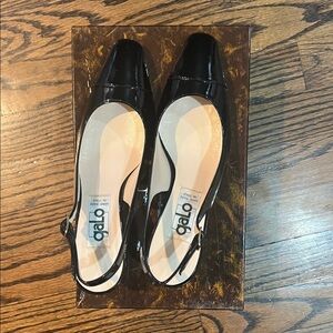 Galo Italian Patent Leather Black Slingback Flats